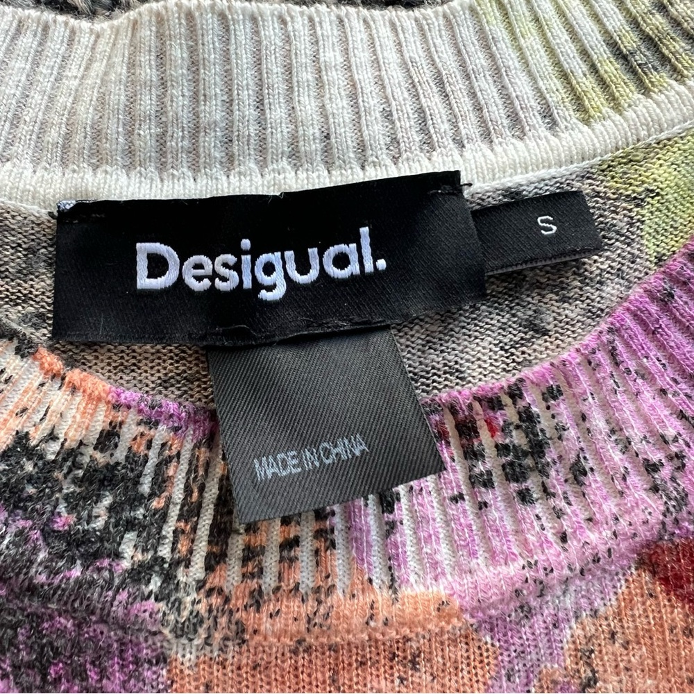 Desigual Camo Petals Colorful Abstract Women's Sweater - Picture 3 of 7